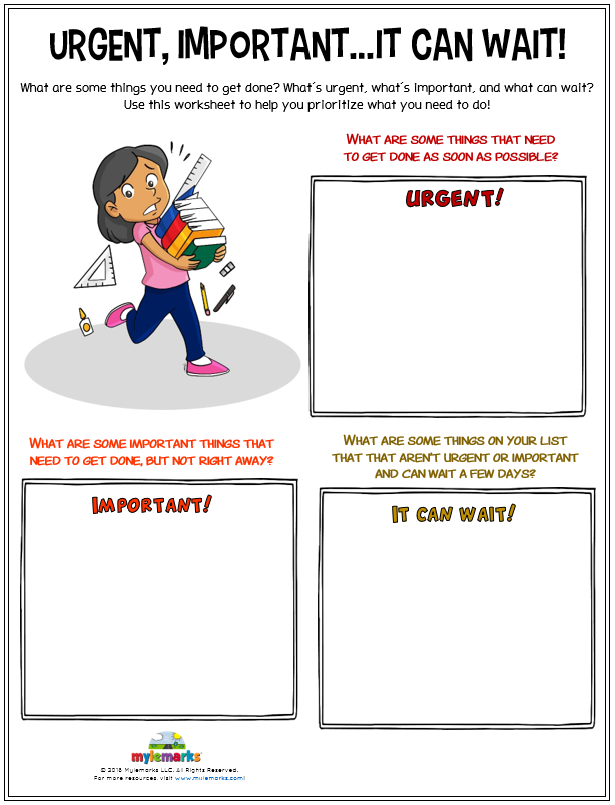 Time Management Worksheets For Kids And Teens 