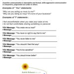 Turning you Messages Into I Messages Counseling Worksheets