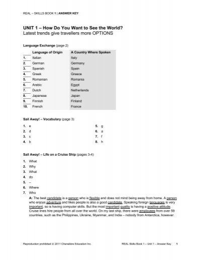 Unit 1 Answer Key