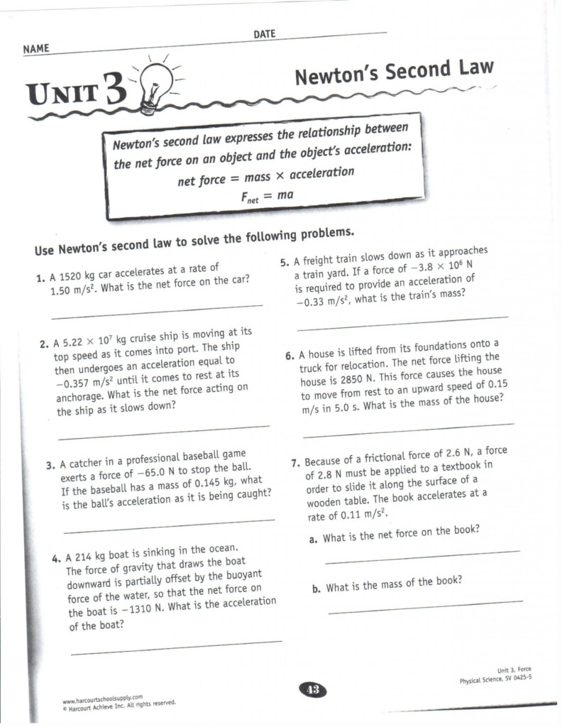 Velocity And Acceleration Calculation Worksheet Answer Key