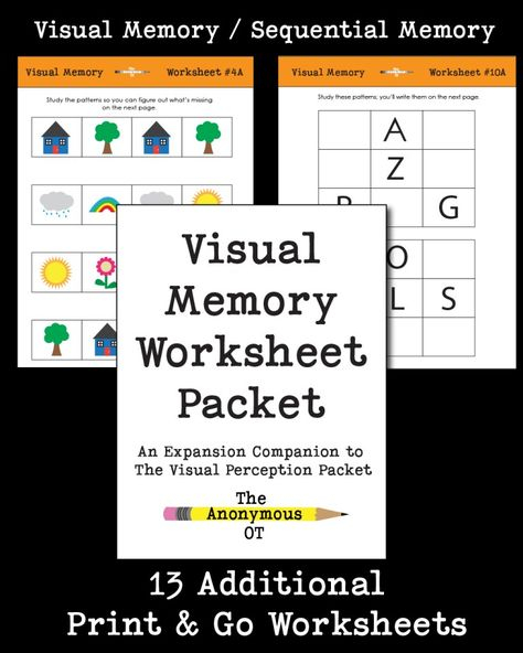 Visual Memory Worksheet Packet Visual Memory Visual Perception 