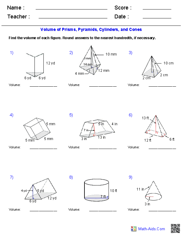 Volume Of Cones Cylinders And Spheres Worksheet Answers Worksheet