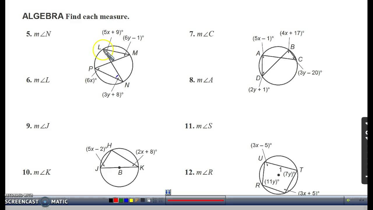 homework 4 inscribed angles