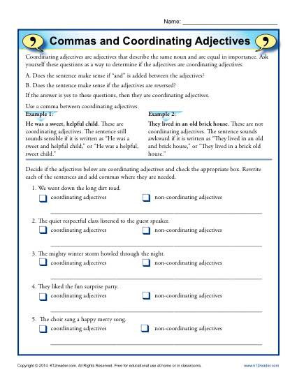 20 Commas Worksheet 5th Grade Desalas Template