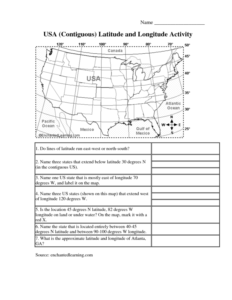 5th Grade Latitude And Longitude Worksheets Pdf Answers Thekidsworksheet