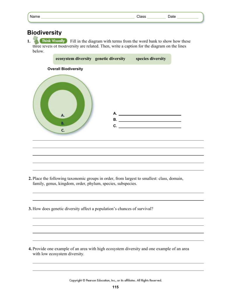 7 1 Biodiversity Worksheet Answer Key Studying Worksheets