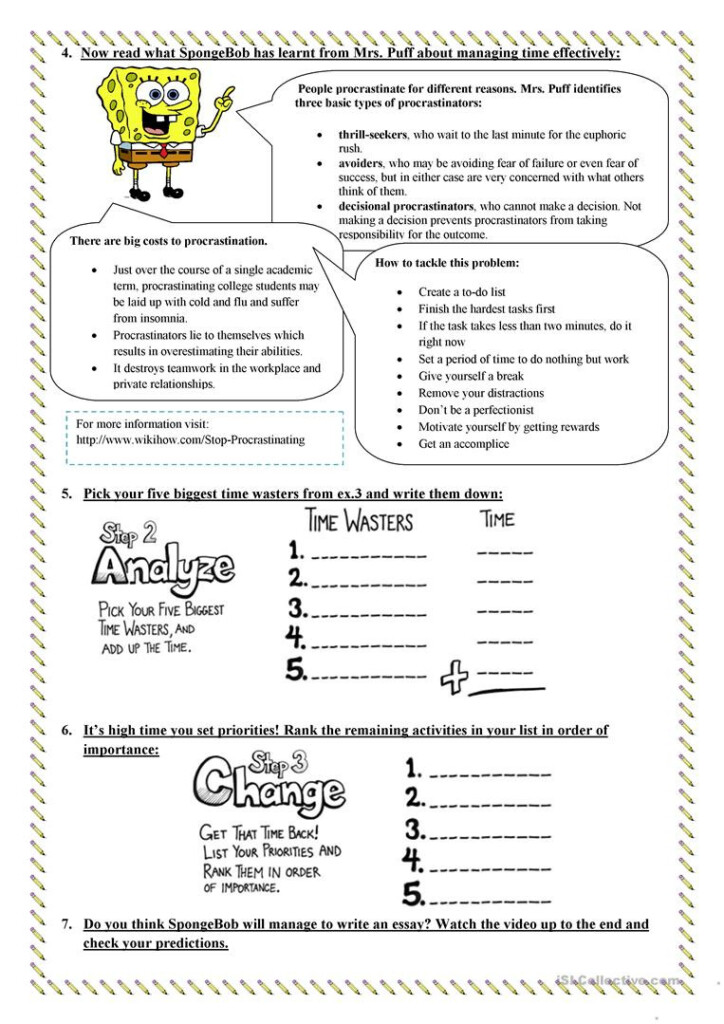 A Lesson On Procrastination Time Management English Esl Db excel