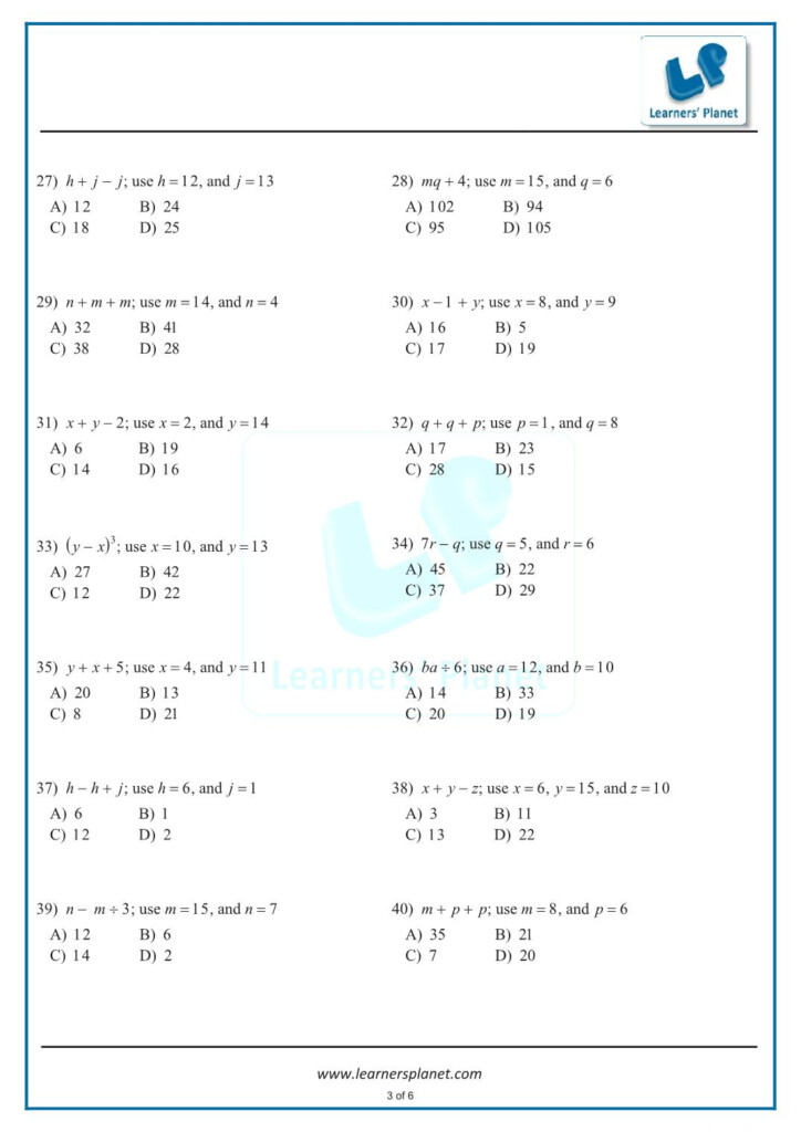 Algebra Worksheet Pre Algebra Worksheets A Collection Of Free 