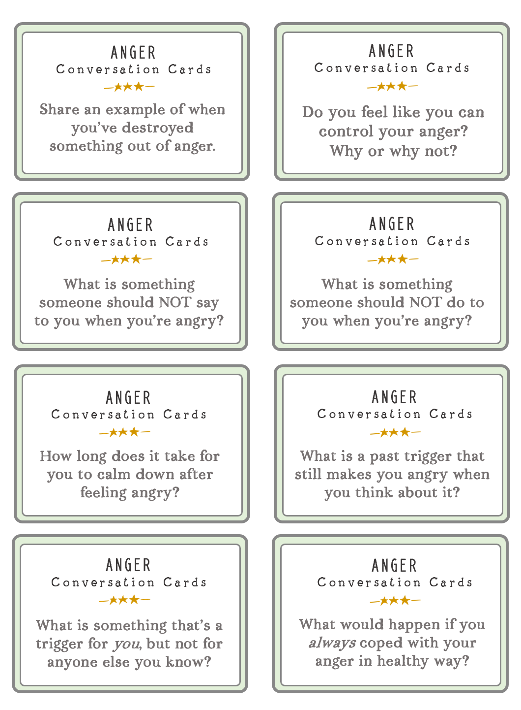 Anger Conversation Cards