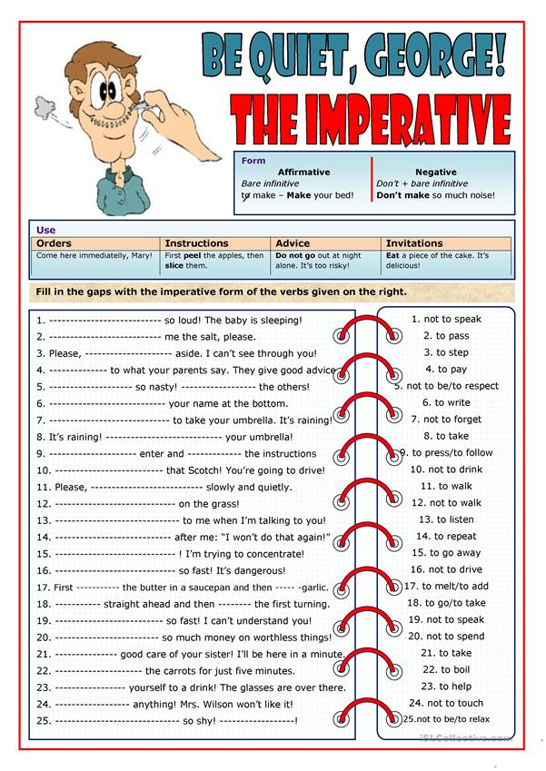 Be Quiet George The Imperative English ESL Worksheets For 