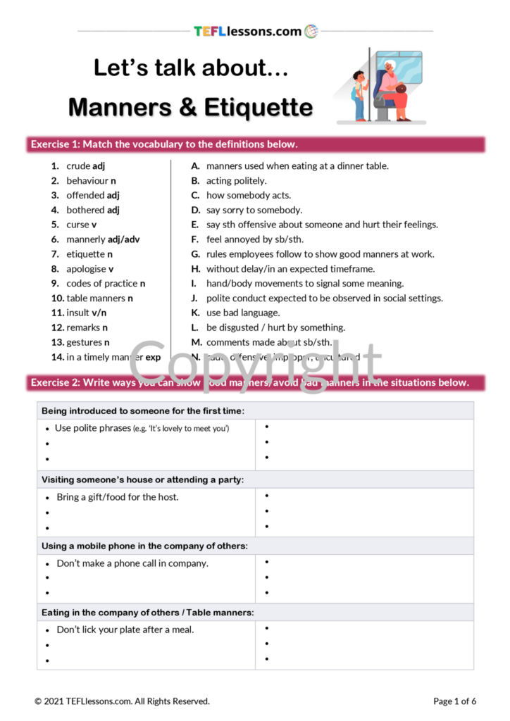 Being Polite Worksheet Archives TEFL Lessons Tefllessons