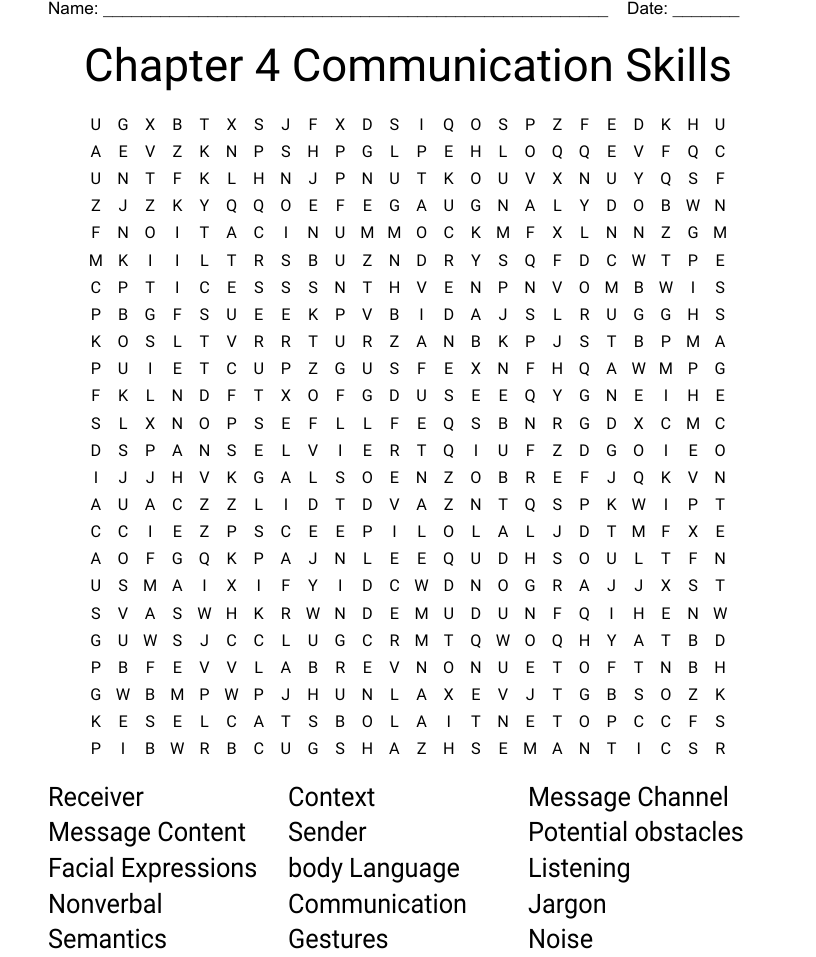 Chapter 4 Communication Skills Word Search WordMint
