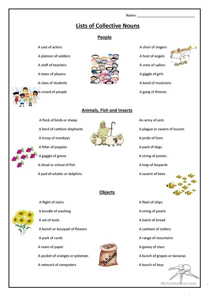Collective Nouns English ESL Worksheets For Distance Learning And