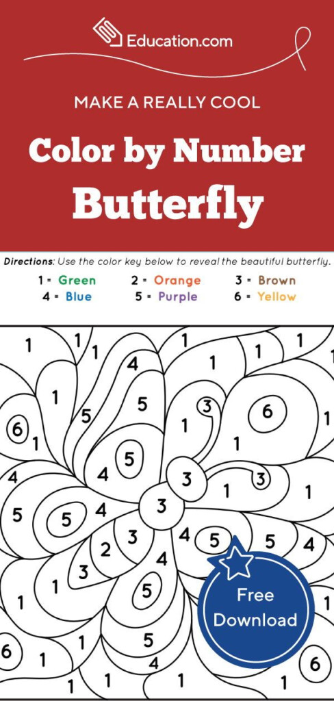 Color By Number Butterfly Worksheet Education Fun Educational 