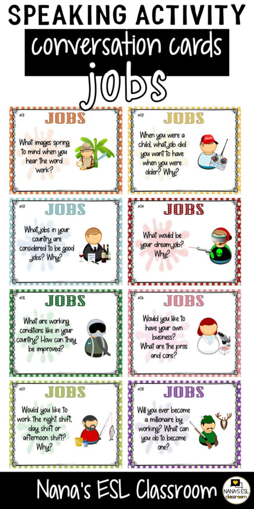 Conversation Starter Cards Jobs Speaking Skills Practice For 