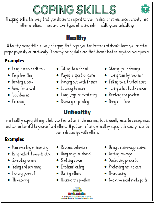 Coping Skills Worksheets For Teens Worksheets Master