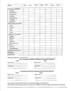 Crisis Survival Worksheet Treatment Plan Template Treatment Plan 