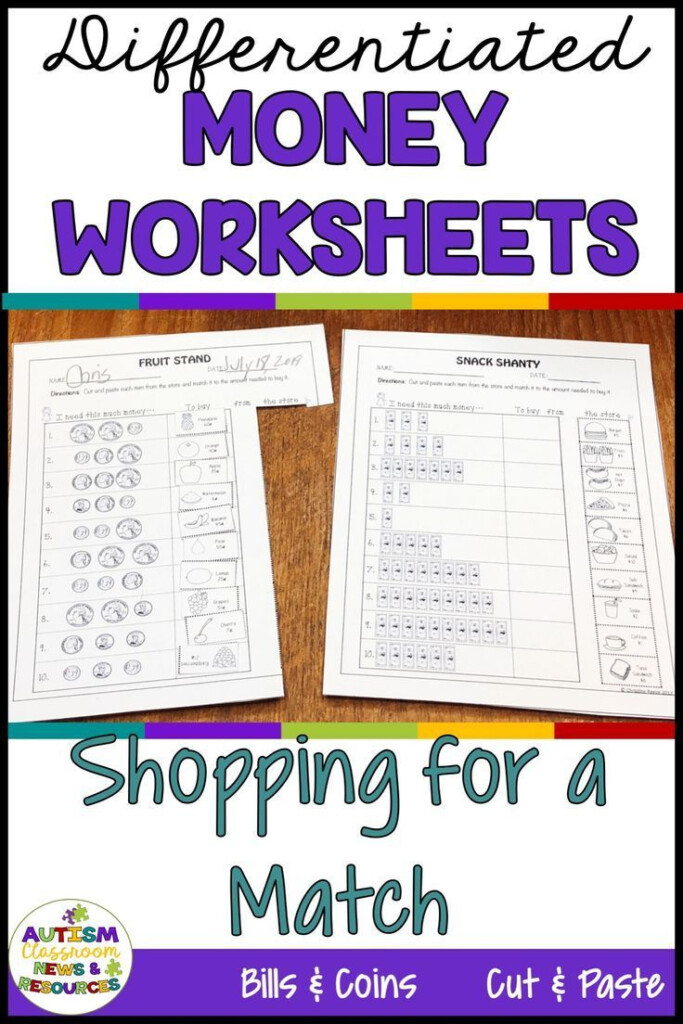 Differentiated Money Skill Worksheets Shopping For A Match In 2020 