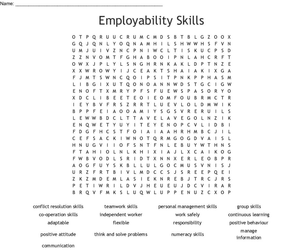 Employability Skills Word Search Word Db excel