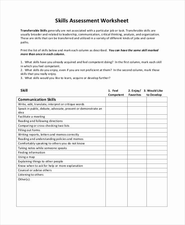 Employee Skills Assessment Template Beautiful Free Employee Skills