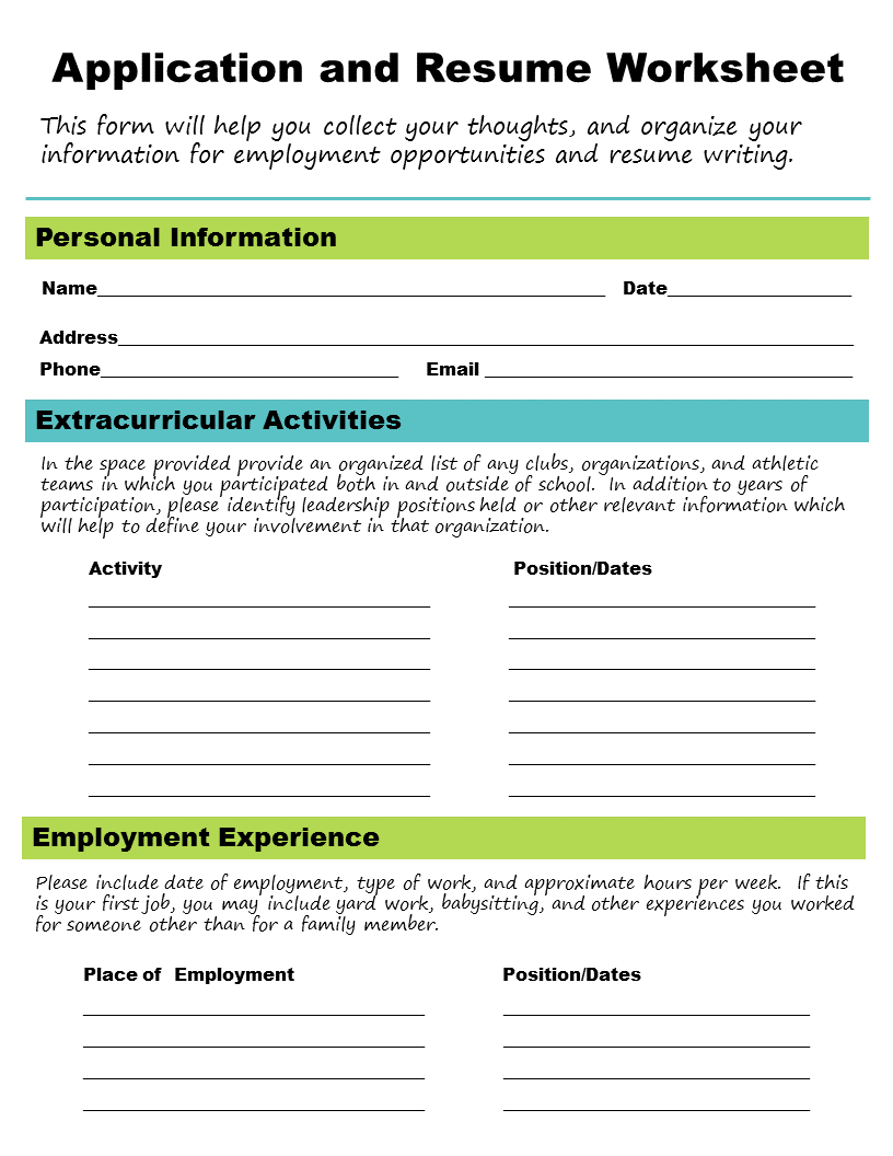 Employment Free Printable Life Skills Worksheets Pdf Thekidsworksheet