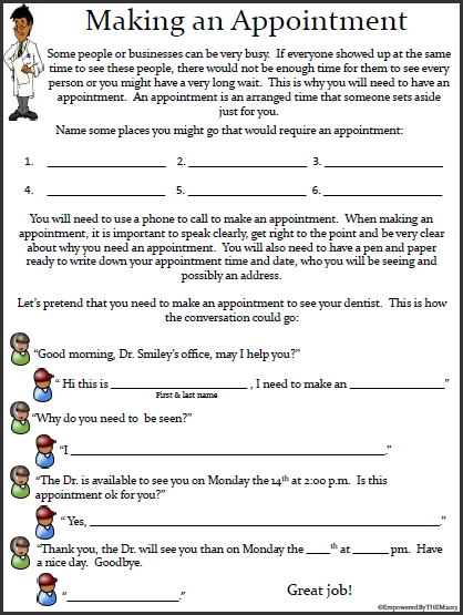 Empowered By THEM Life Skills Worksheets