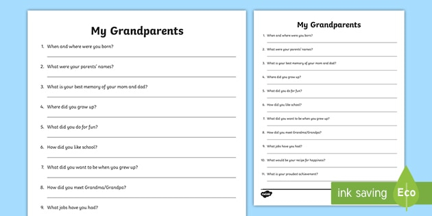 Family History Worksheet Elementary Resources Twinkl