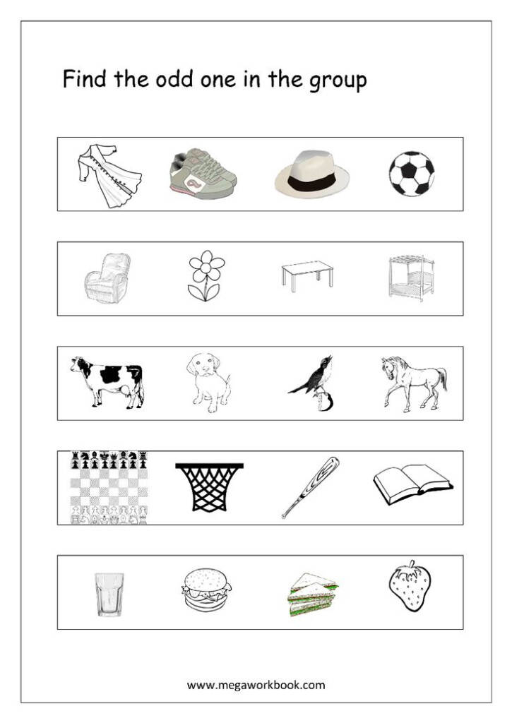 Free General Aptitude Worksheets Odd One Out Kindergarten 