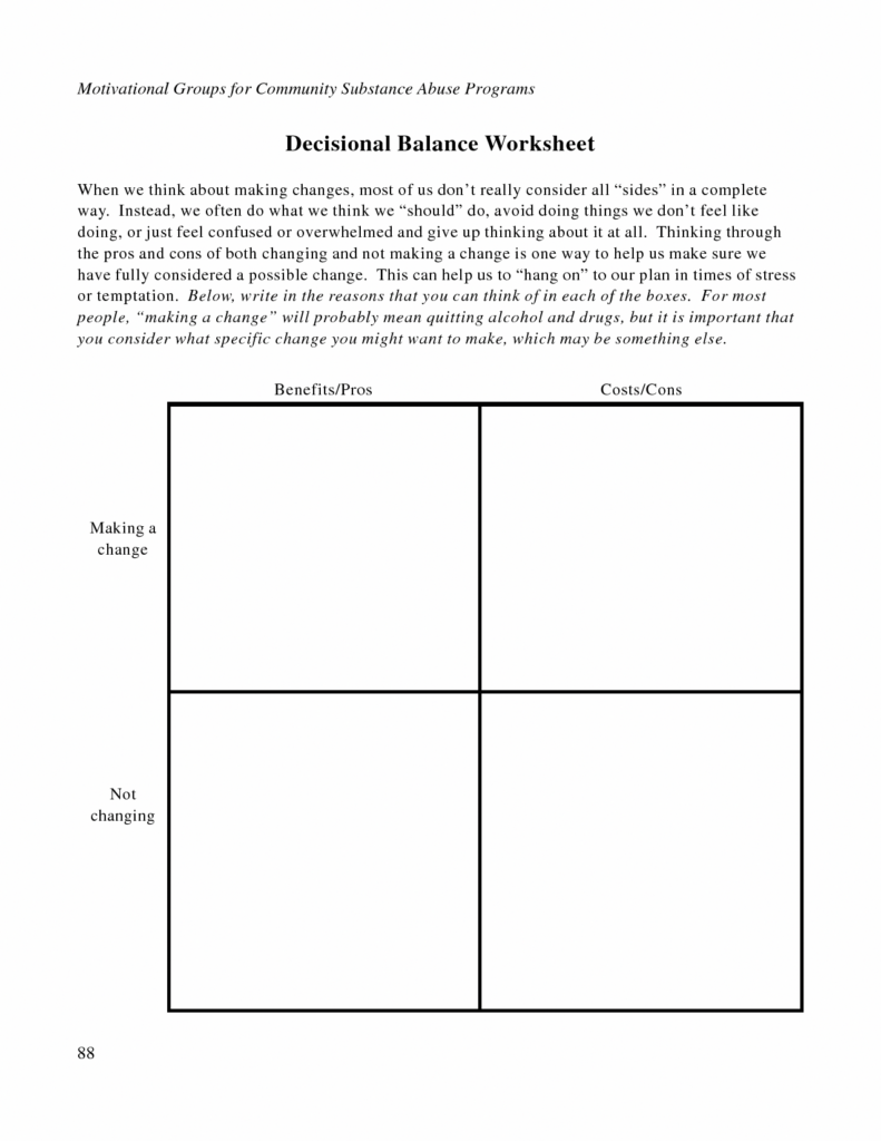 Free Printable Dbt Worksheets Decisional Balance Worksheet PDF 