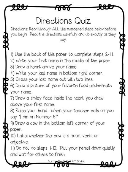 Free Printable Following Directions Worksheets 5th Grade Learning How 