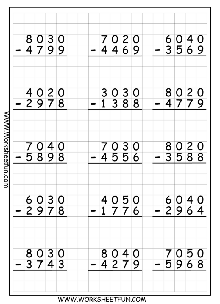 Free Subtraction With Regrouping Worksheets 3rd Grade Thekidsworksheet