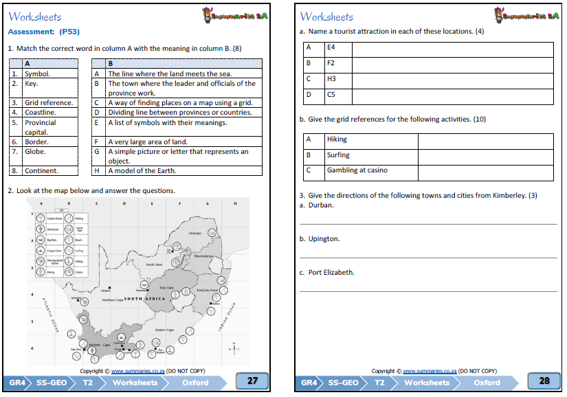 Grade 4 Social Sciences Geography History Term 2 SS Oxford 