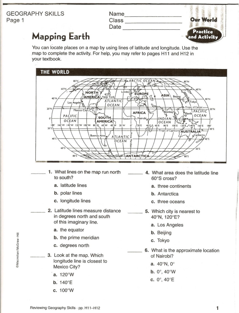 Hemisphere Worksheets 6th Grade Social Stu S Skills Geography 