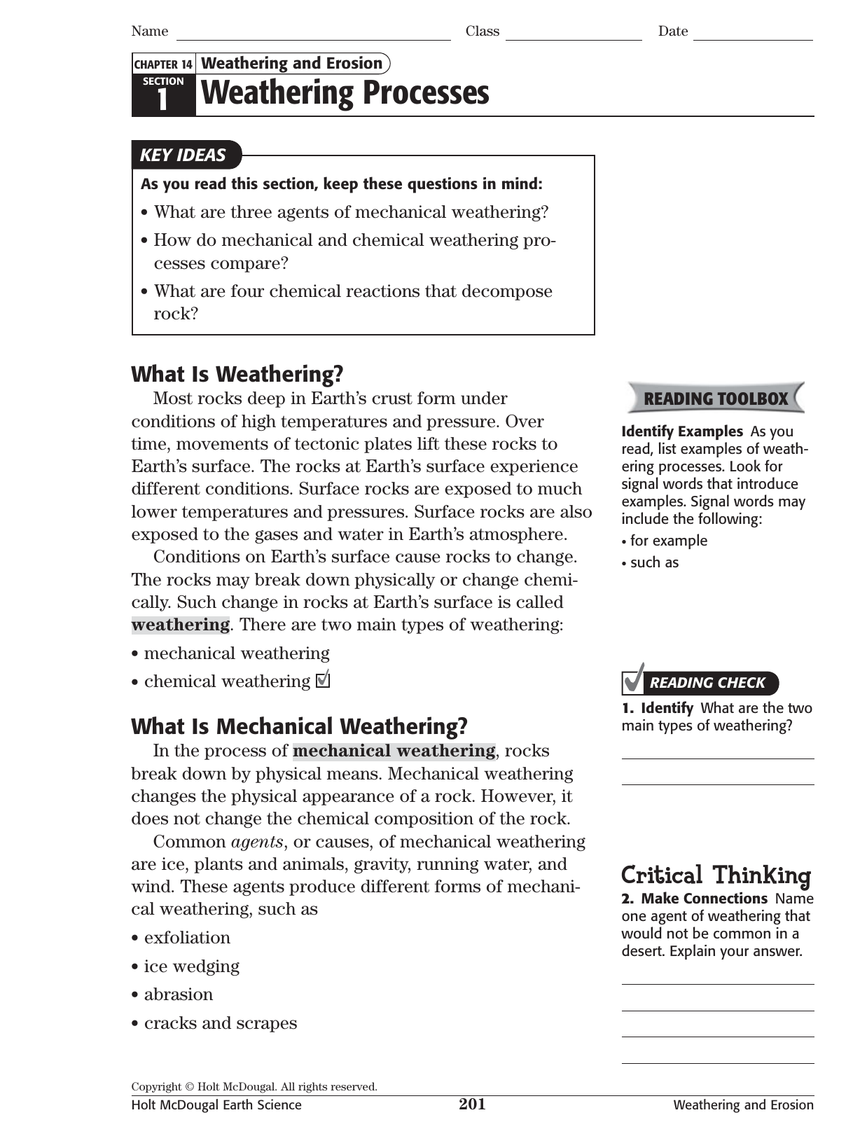 holt mcdougal environmental science critical thinking answer key