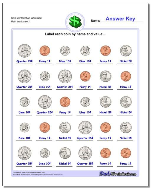 Https www dadsworksheets Coin Identification Worksheet Money