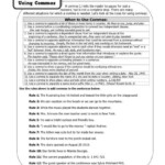 Intro To Using Commas Free Printable Punctuation Worksheets