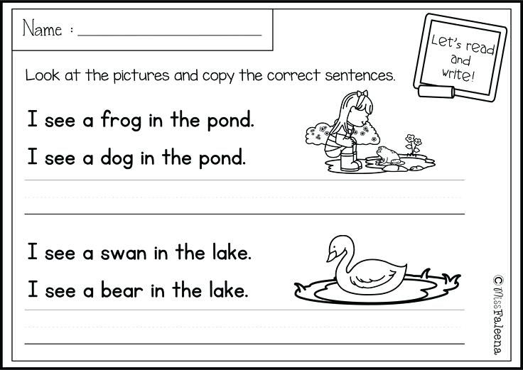 Kindergarten Sentence Writing Worksheets May Correct And Copying 