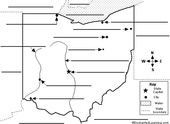 Label The Major Features Of Ohio Ohio Map Ohio States Project