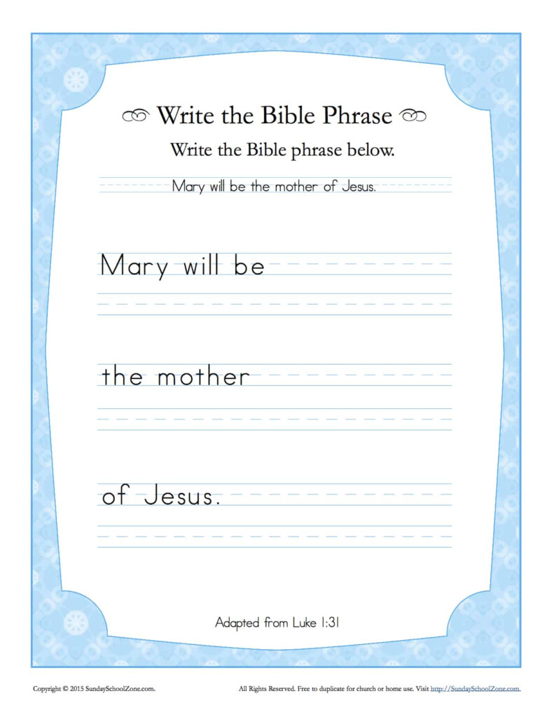 Luke 1 31 Write The Bible Phrase Worksheet Children s Bible 