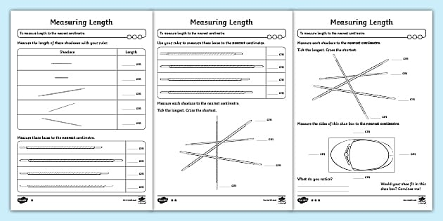  Maths Measuring Length And Height In Cm Maths Worksheets