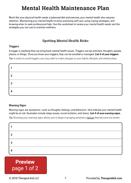 Mental Health Triggers Worksheet Worksheet List