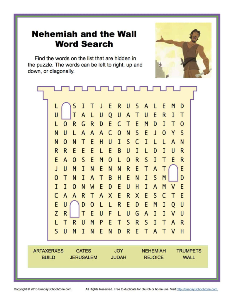 Nehemiah And The Wall Word Search Children s Bible Activities 