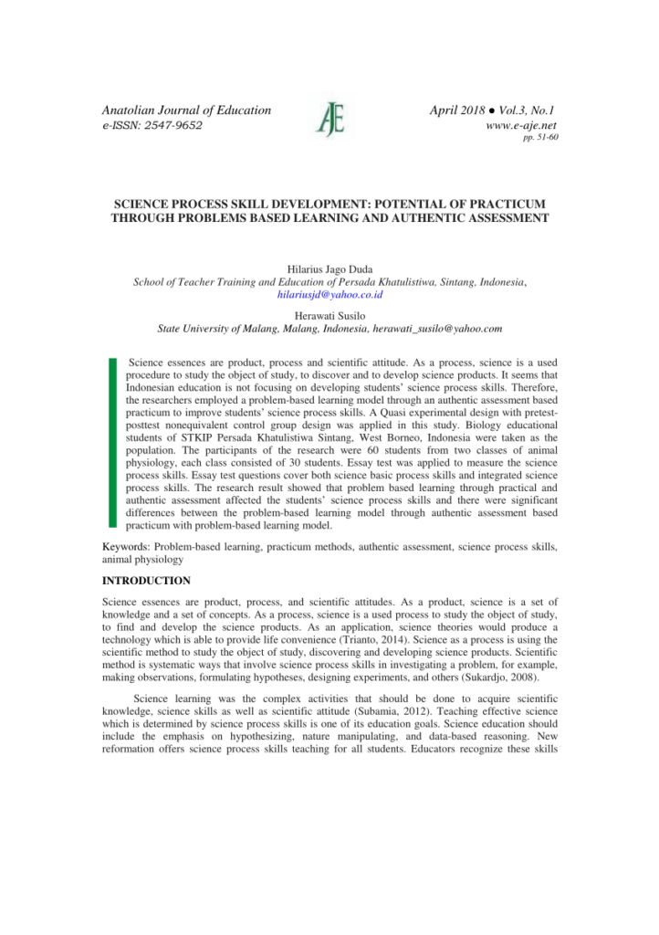  PDF Science Process Skill Development Potential Of Practicum Through 