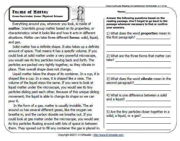 Printable Comprehension Worksheets For Grade 5 Learning How To Read