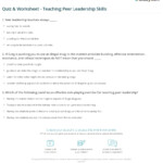 Quiz Worksheet Teaching Peer Leadership Skills Study
