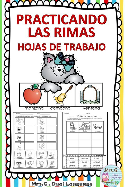 Rimas Hojas De Trabajo Rhyming Words How To Speak Spanish 