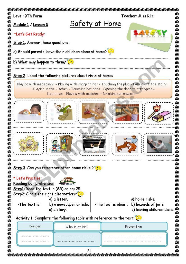 Safety At Home Worksheet Worksheet Home Safety Life Skills Lessons 