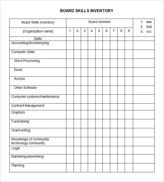 Skills Inventory Template 6 Free Word Excel PDF Documents Download 