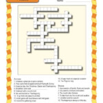 Thanksgiving Worksheet Crossword Puzzle