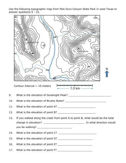 Topographic Mapping Skills Worksheet Answers 0492